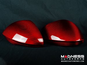 Alfa Romeo Giulia Mirror Covers - Carbon Fiber - Full Replacements - Red Candy